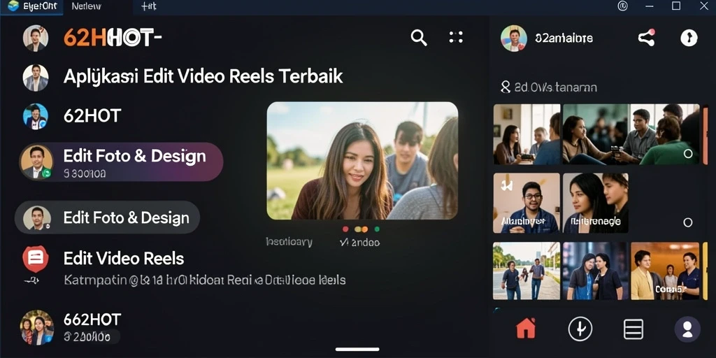 Antarmuka grafis menarik dari aplikasi Edit Video Reels 62HOT.