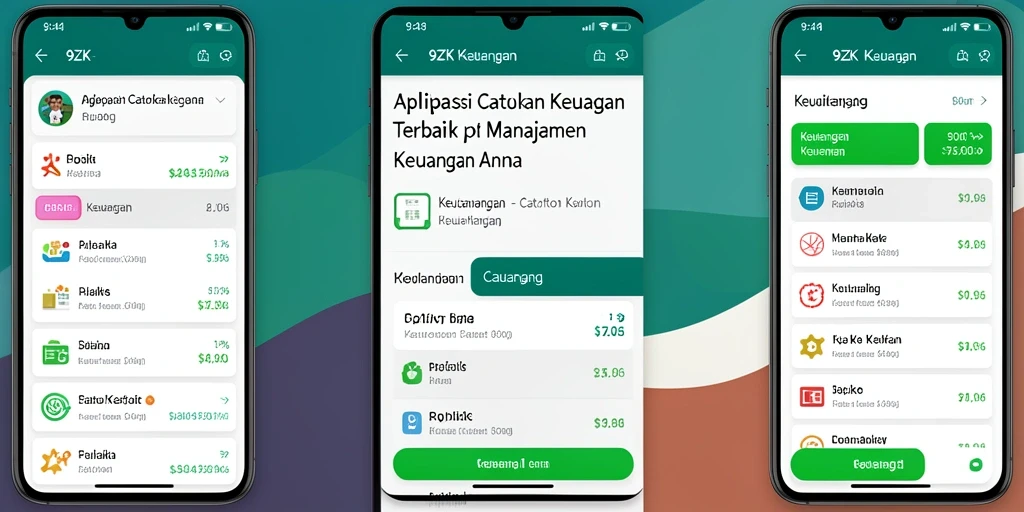 Tampilan antarmuka utama aplikasi Catatan Keuangan 9ZK yang modern.