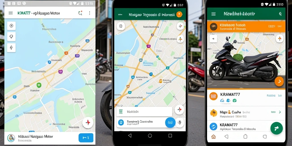 Tampilan antarmuka aplikasi KRAMAT77 untuk navigasi motor.