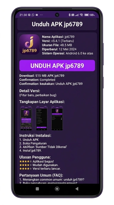 Tampilan halaman APK jp6789