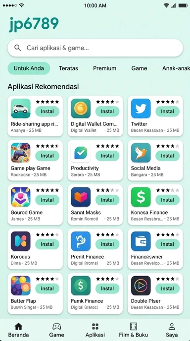 Tampilan katalog aplikasi jp6789