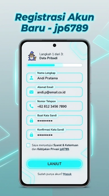Tampilan halaman daftar jp6789